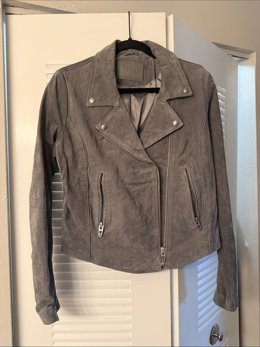 Blank NYC Gray Suede Moto Jacket